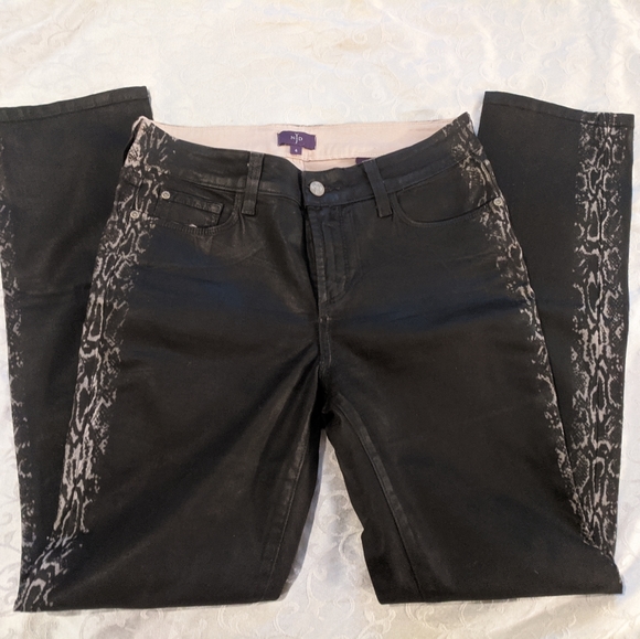 NYDX leather jeans with python pattern down side. - Picture 6 of 7